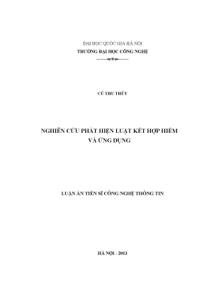 Luận án tiến sĩ nghiên cứu phát hiện luật kết hợp hiếm và ứng dụng