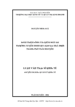 Luận văn hoàn thiện công tác kiểm soát chi thường xuyên ngân sách nhà nước qua kho bạc nhà nước thành phố thái nguyên