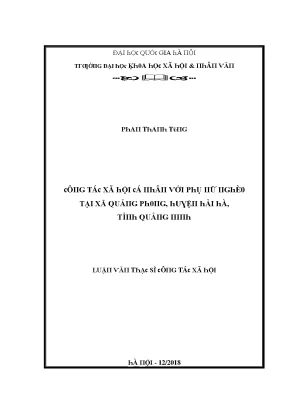 Luận văn công tác xã hội cá nhân với phụ nữ nghèo tại xã quảng phong huyện hải hà tỉnh quảng ninh