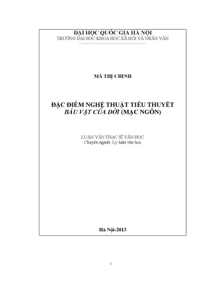 Luận văn thạc sĩ đặc điểm nghệ thuật tiểu thuyết báu vật của đời mạc ngôn
