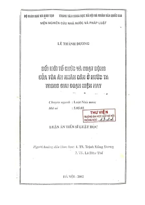 Luận án tiến sĩ luật học đổi mới tổ chức và hoạt động của toà án nhân dân ở nước ta trong giai đoạn hiện nay