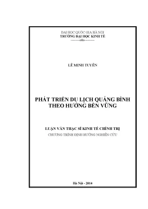 Luận văn thạc sĩ phát triển du lịch ở quảng bình theo hướng bền vững
