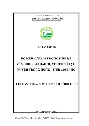 Luận văn nghiên cứu hoạt động sinh kế của đồng bào dân tộc thiểu số tại huyện thông nông tỉnh cao bằng