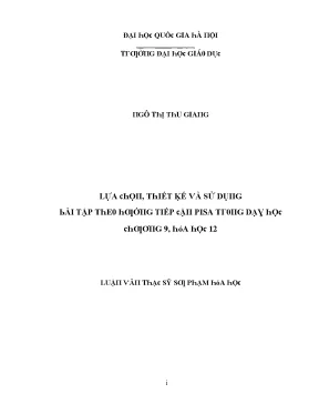 Luận văn lựa chọn thiết kế và sử dụng bài tập theo hướng tiếp cận pisa trong dạy học chương 9 hóa học 12