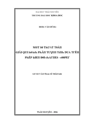Luận văn một số thuật toán giải quy hoạch phân tuyến tính dựa trên phép đổi charnes cooper