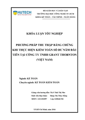 Luận văn phương pháp thu thập bằng chứng khi thực hiện kiểm toán số dư năm đầu tiên tại công ty tnhh grant thornton việt nam