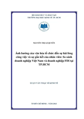 Luận văn ảnh hưởng của văn hóa tổ chức đến sự hài lòng công việc và sự gắn kết của nhân viên so sánh doanh nghiệp việt nam và doanh nghiệp fdi tại tp hcm