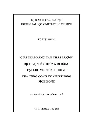 Luận văn giải pháp nâng cao chất lượng dịch vụ viễn thông di động tại khu vực bình dương của tổng công ty viễn thông mobifone