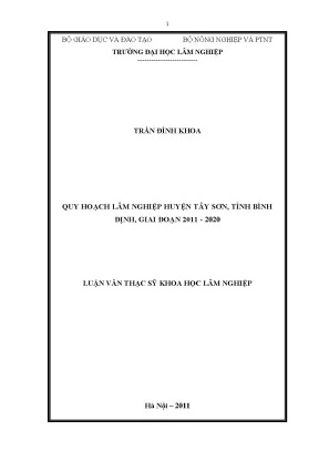 Luận văn quy hoạch lâm nghiệp huyện tây sơn tỉnh bình định giai đoạn 2011 2020