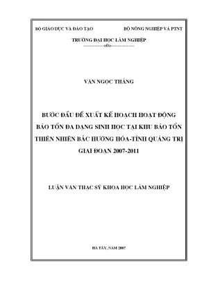 Luận văn bước đầu đề xuất kế hoạch hoạt động bảo tồn đa dạng sinh học tại khu bảo tồn thiên nhiên bắc hướng