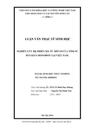 Luận văn nghiên cứu hệ phiên mã từ mô cơ của tôm sú penaeus monodon tại việt nam