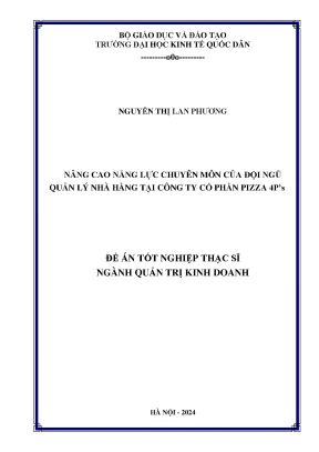 Luận văn thạc sĩ quản trị kinh doanh nâng cao năng lực chuyên môn của đội ngũ quản lý nhà hàng tại công ty cổ phần pizza 4ps