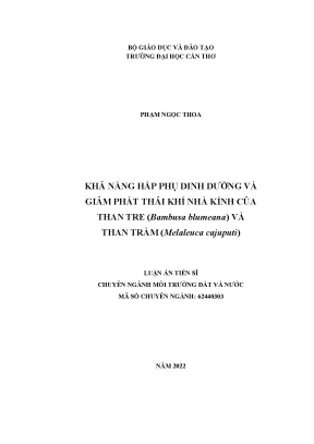 Luận án tiến sĩ khả năng hấp phụ dinh dưỡng và giảm phát thải khí nhà kính của than tre bambusa blumeana và than tràm melaleuca cajuputi