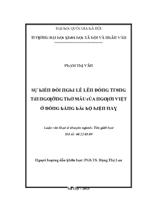 Luận văn sự biến đổi nghi lễ lên đồng trong tín ngưỡng thờ mẫu của người việt ở đồng bằng bắc bộ hiện nay