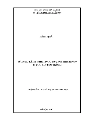 Luận văn sử dụng kênh hình trong dạy học sinh học 10 trung học phổ thông