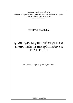 Luận văn khối tạp chí kinh tế việt nam trong tiến trrình hội nhập và phát triển