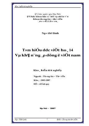 Luận văn thạc sĩ tìm hiểu ddc việt hoá 14 và khả năng áp dụng ở việt nam