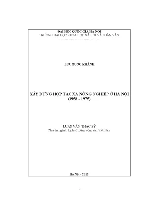 Luận văn thạc sĩ xây dựng hợp tác xã nông nghiệp ở hà nội 1958 1975