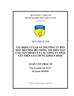 Luận văn tác động của quản trị công ty đến mức độ công bố thông tin trên báo cáo tài chính của các công ty niêm yết trên sàn chứng khoán hose