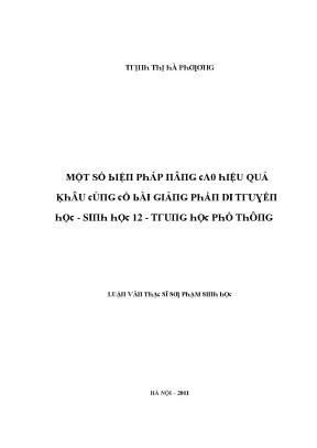 Luận văn một số biện pháp nâng cao hiệu quả khâu củng cố bài giảng phần di truyền học sinh học 12 trung học phổ thông