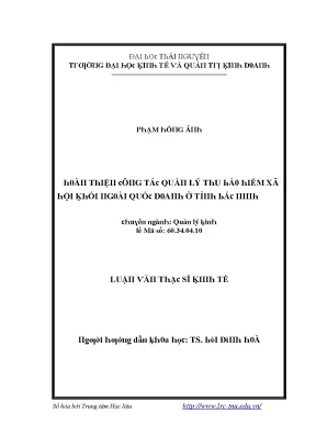 Luận văn hoàn thiện công tác quản lý thu bảo hiểm xã hội khối ngoài quốc doanh ở tỉnh bắc ninh
