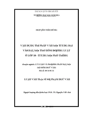 Luận văn vận dụng thi pháp văn học trung đại vào dạy học thơ nôm đường luật ở lớp 10 trung học phổ thông