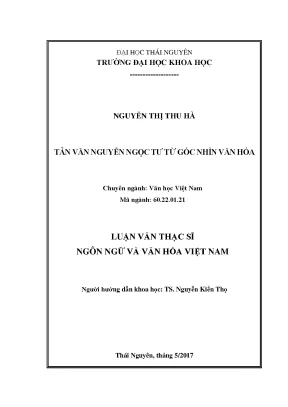 Luận văn tản văn nguyễn ngọc tư từ góc nhìn văn hóa