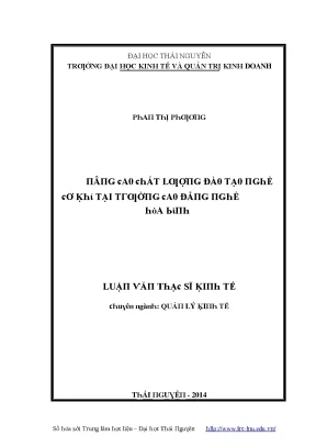 Luận văn nâng cao chất lượng đào tạo nghề cơ khí tại trường cao đẳng nghề hòa bình
