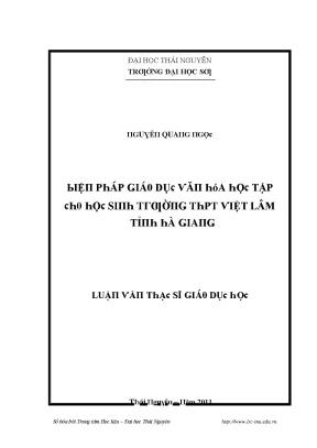 Luận văn biện pháp giáo dục văn hóa học tập cho học sinh trường thpt việt lâm tỉnh hà giang