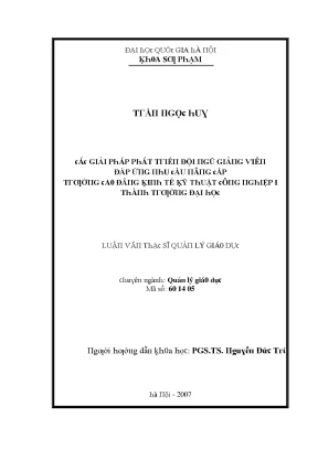 Luận văn các giải pháp phát triển đội ngũ giảng viên đáp ứng nhu cầu nâng cấp trường cao đẳng kinh tế kỹ thuật công nghiệp i thành trường đại học