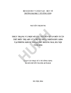 Thực trạng và một số yếu tố liên quan đến tuân thủ điều trị arv của bệnh nhân nhiễm hivaids tại phòng khám ngoại trú hoàng mai hà nội năm 2016
