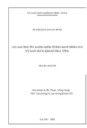 Cải cách thủ tục hành chính trong hoạt động của ủy ban chứng khoán nhà nước