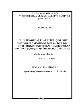 Luận văn sử dụng công cụ phát triển cộng đồng giúp người dân giữ gìn bản sắc dân tộc trường hợp người thái ở bản khoan xã mường sại huyện quỳnh nhai tỉnh sơn la