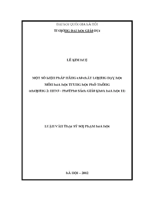 Luận văn một số biện pháp nâng cao chất lượng dạy học môn hóa học trung học phổ thông