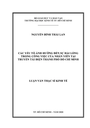 Luận văn các yếu tố ảnh hưởng đến sự hài lòng trong công việc của nhân viên tại truyền tải điện thành phố hồ chí minh