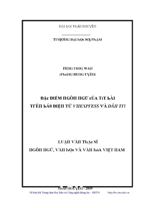 Luận văn đặc điểm ngôn ngữ của tít bài trên báo điện tử vnexpress và dân trí