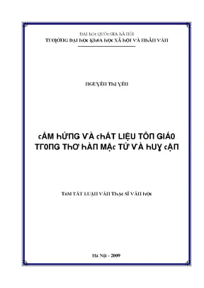 Luận văn cảm hứng và chất liệu tôn giáo trong thơ hàn mặc tử và huy cận