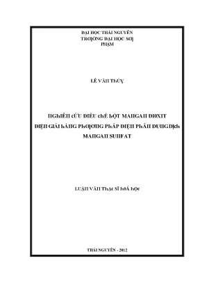 Luận văn nghiên cứu điều chế bột mangan đioxit điện giải bằng phương pháp điện phân dung dịch mangan sunfat