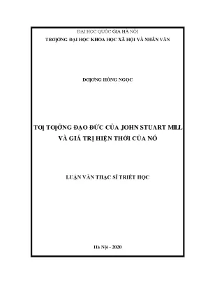 Luận văn thạc sĩ tư tưởng đạo đức của john stuart mill và giá trị hiện thời của nó