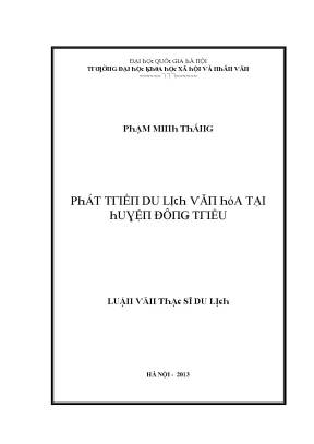 Luận văn phát triển du lịch văn hóa tại huyện đông triều