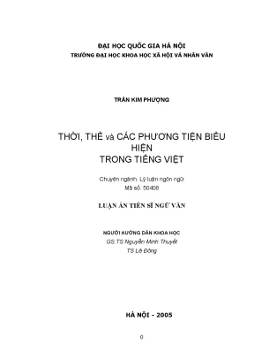 Luận án tiến sĩ thời thể và các phương tiện biểu hiện trong tiếng việt 5 04 08