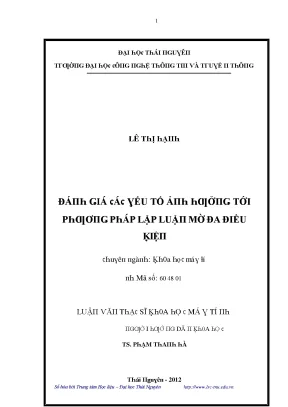 Luận văn đánh giá các yếu tố ảnh hưởng tới phương pháp lập luận mờ đa điều kiện