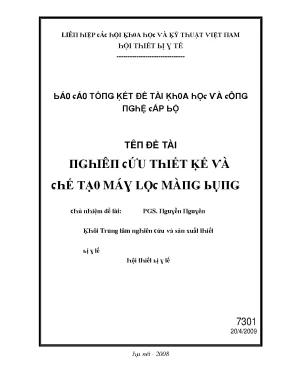 Nghiên cứu thiết kế và chế tạo máy lọc màng bụng