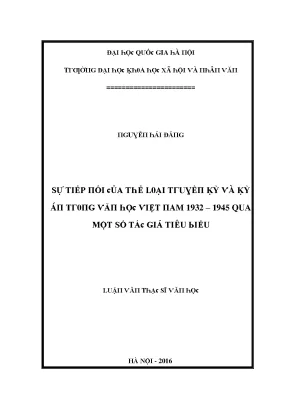 Luận văn sự tiếp nối của thể loại truyền kỳ và kỳ án trong văn học việt nam 1932 1945 qua một số tác giả tiêu biểu