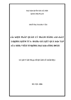 Luận văn các biện pháp quản lý nhằm nâng cao chất lượng kiểm tra đánh giá kết quả học tập của sinh viên trường đại học công đoàn
