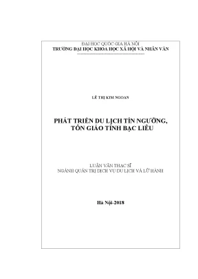 Luận văn thạc sĩ phát triển du lịch tín ngưỡng tôn giáo tỉnh bạc liêu thí điểm