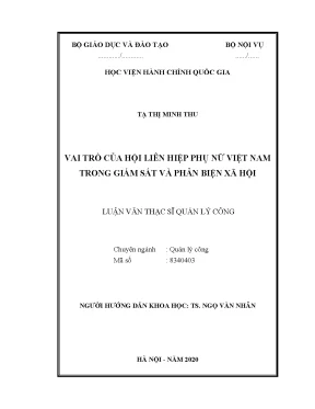 Luận văn vai trò của hội liên hiệp phụ nữ việt nam trong giám sát và phản biện xã hội