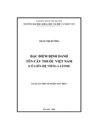 Luận án tiến sĩ đặc điểm định danh tên cây thuốc việt nam có liên hệ tiếng latinh