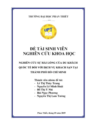 Nghiên cứu sự hài lòng của du khách quốc tế đối với dịch vụ khách sạn tại tphcm