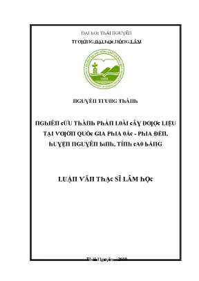 Luận văn nghiên cứu thành phần loài cây dược liệu tại vườn quốc gia phia oắc phia đén huyện nguyên bình tỉnh cao bằng